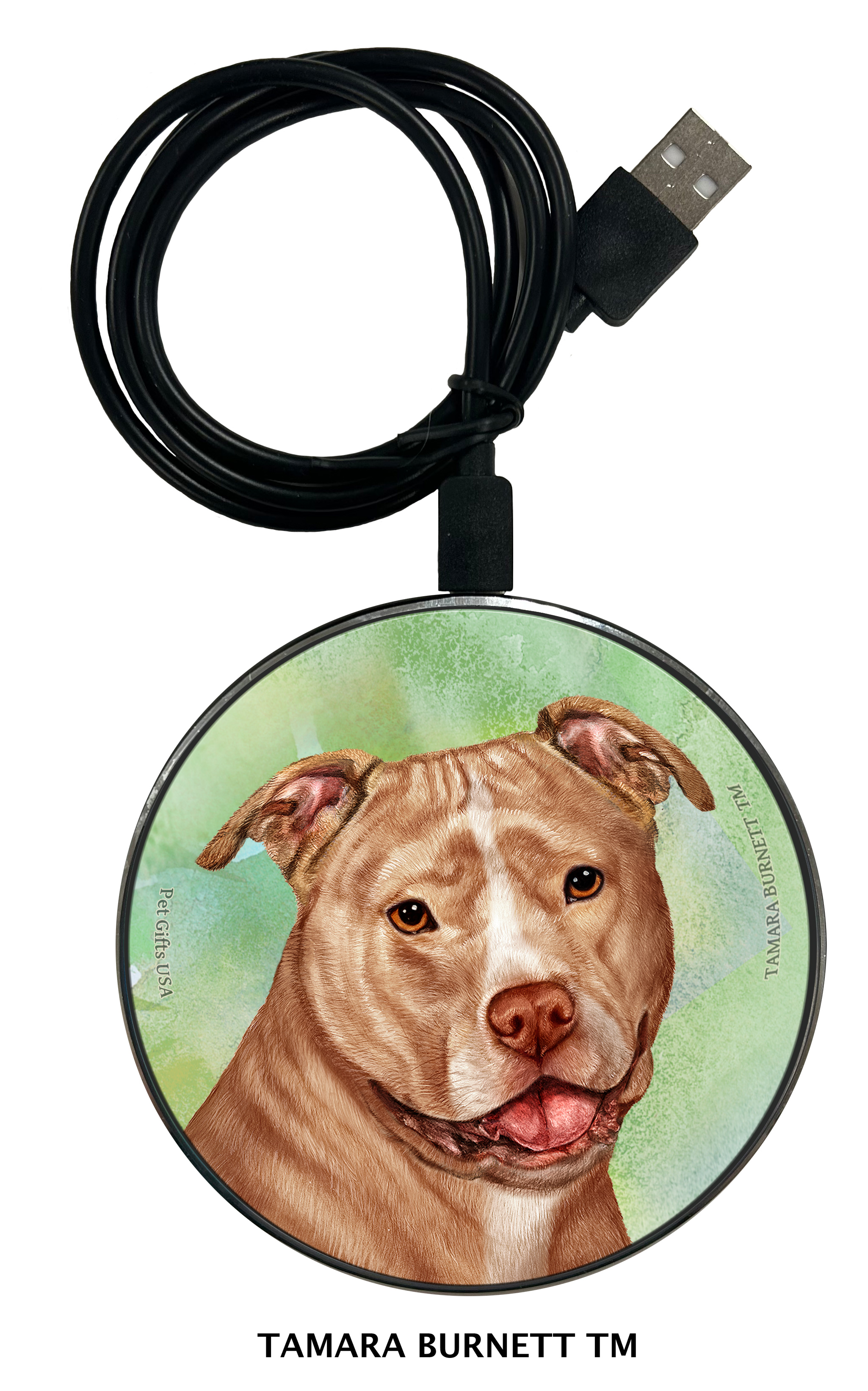 Pit Bull Cream and White Uncropped - Zoomies Phone Charger image